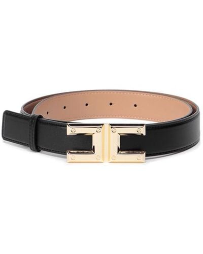 Elisabetta Franchi Gold-logo buckle belt - Negro