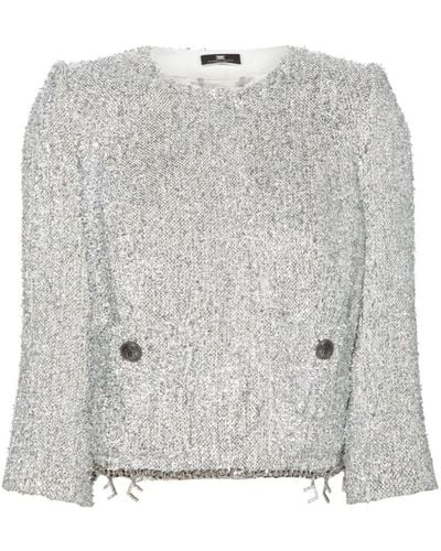 Elisabetta Franchi Tweed Jackets - Grey