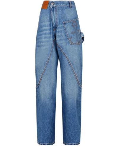 JW Anderson Blaue baumwoll-weitbein-jeans