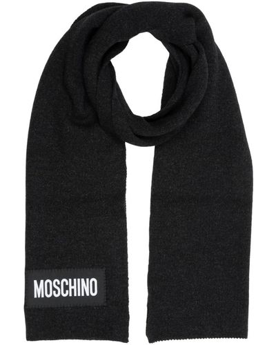 Moschino Einfacher cashmere schal mit logo - Schwarz