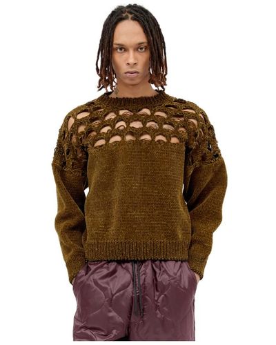 Dries Van Noten Knitwear > round-neck knitwear - Marron