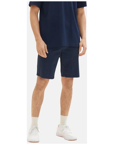 Tom Tailor Shorts slimfit chino-shorts mit reißverschluss, knopf und seitlichen eingrifftaschen - Blau