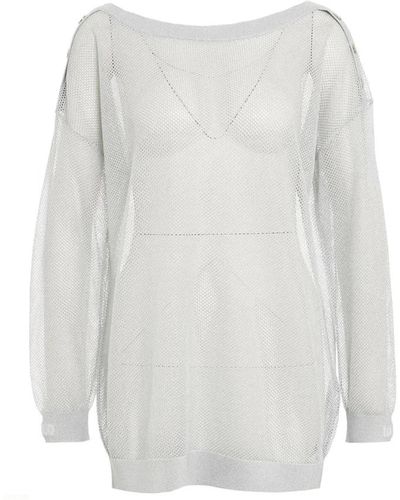 Liu Jo Silberner sweatshirt ss24 handwäsche - Weiß