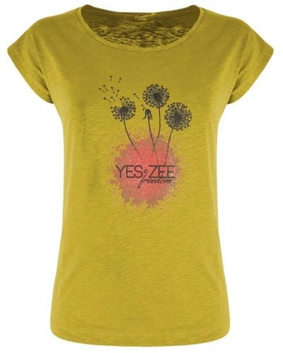 Yes-Zee Baumwolle logo print rundhals t-shirt - Gelb
