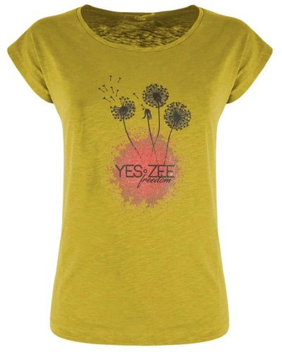 Yes-Zee Cotone t-shirt con stampa logo - Giallo