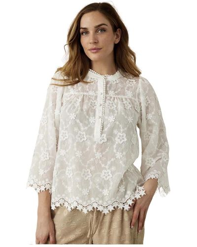 iN FRONT Hermosa blusa solvej con detalles bordados - Gris