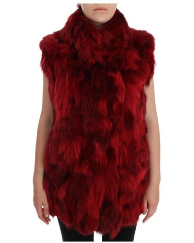 Dolce & Gabbana Giacca in pelliccia sintetica e shearling - Rosso