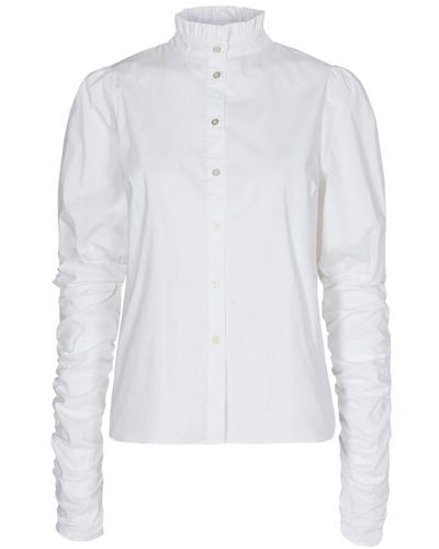 co'couture Elegante poplin puff shirt bluse - Weiß
