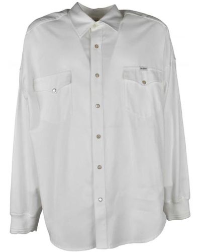 Alexander McQueen Weiße baumwollhemd mit brusttaschen - Grau