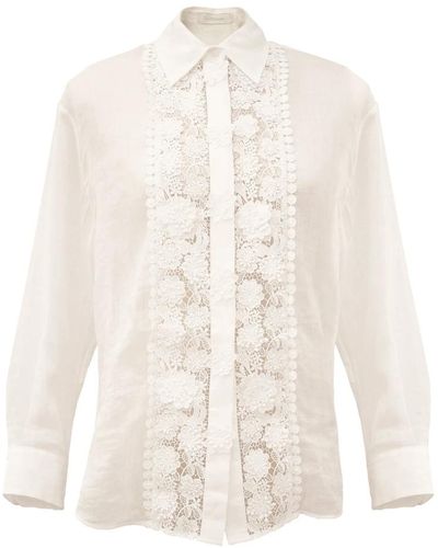 Zimmermann Blusa blanca bordada con flores - Blanco