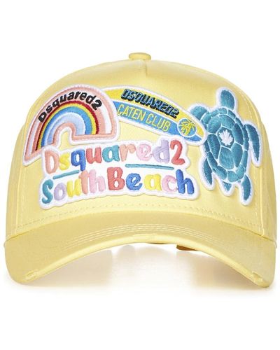 DSquared² Gelbes patch logo verstellbare mütze - Mettallic