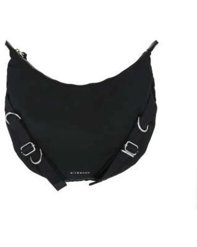Givenchy Bolso de hombro de nylon negro con detalles plateados