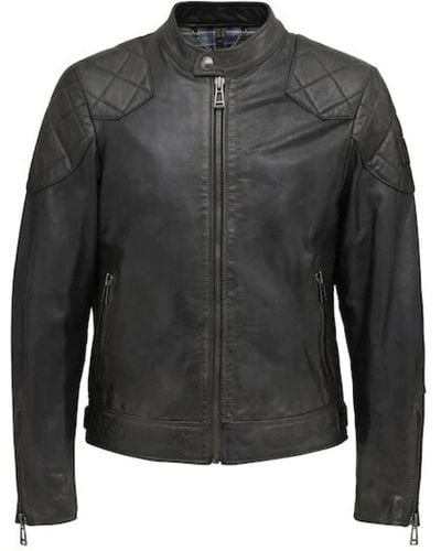 Belstaff Outlaw Jacket Hand Waxed Leather 52 - Black