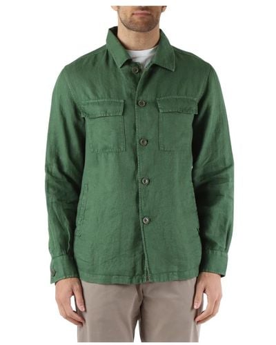 AT.P.CO Giacca camicia in lino orlando - Verde