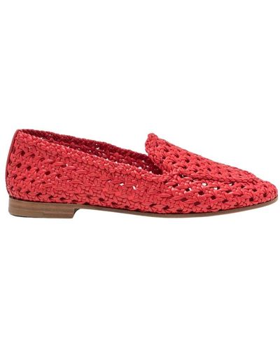 Roberto Del Carlo Zeitlose rote gewebte lederslipper,sophisticated weiße gewebte loafers