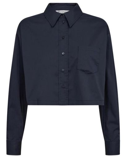 co'couture Navy cottoncc crisp crop camisa blusa - Azul