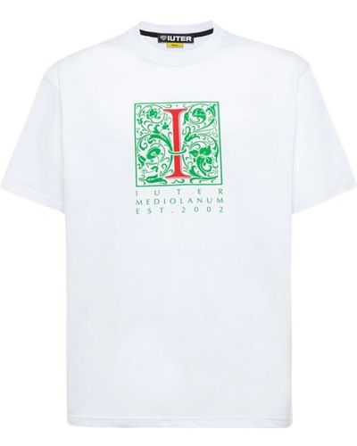 Iuter Italienisches baumwoll-t-shirt mit maxi logo print - Weiß