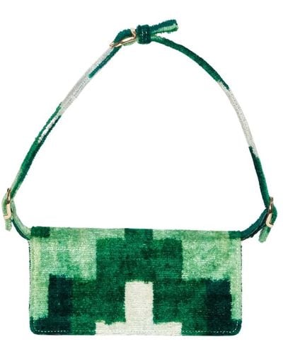 La Milanesa Grüne seiden- und baumwollhandtasche