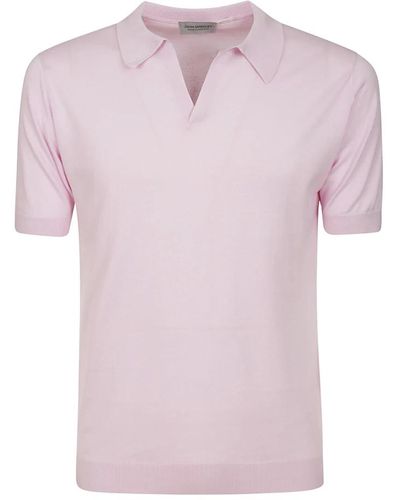 John Smedley Rosa baumwoll polo shirt v-ausschnitt - Pink