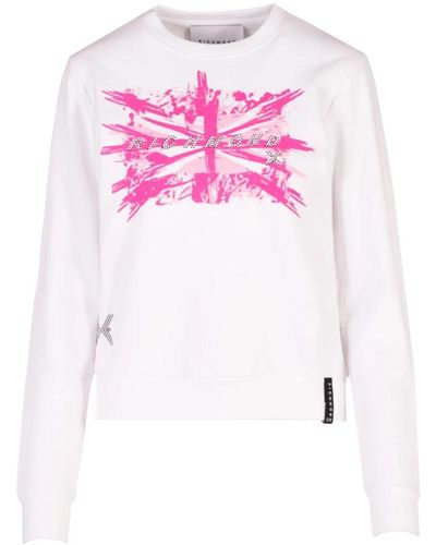 John Richmond Sweatshirt mit Kontrastlogo und Schriftzug - Pink