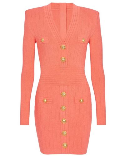 Balmain Fine knit dress with buttons - Pink