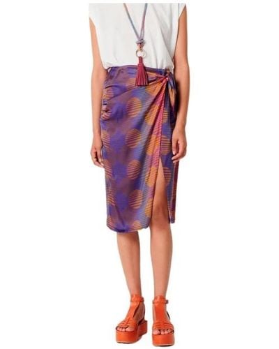 Sessun Le couchant printed wrap skirt - Rosso