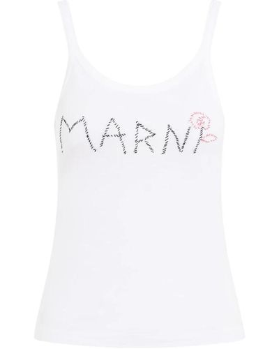 Marni Wide neck tank top in lily - Weiß