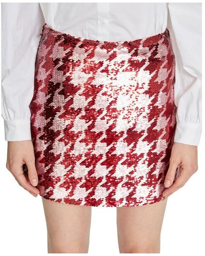 Silvian Heach Minifalda de lentejuelas de cintura alta - Rojo