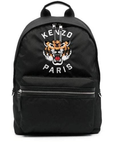KENZO Varsity tiger bestickter rucksack schwarz,schwarzer rucksack mit gesticktem logo,backpacks
