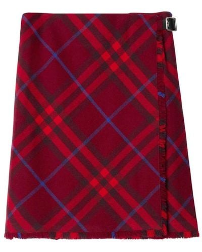 Burberry Wool Check Kilt - Red