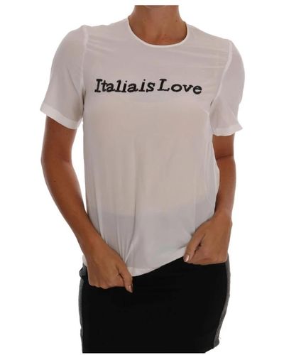 Dolce & Gabbana Weiße seiden italia is love bluse t-shirt - Grau