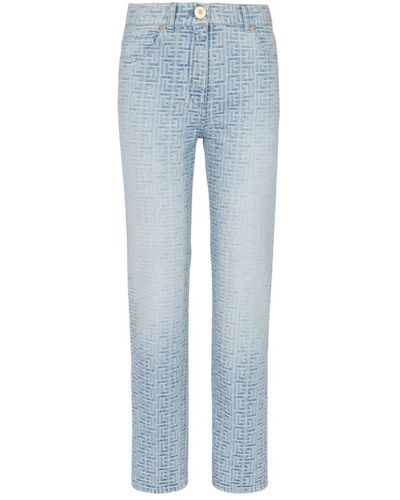 Balmain Monogrammierte straight-cut denim-jeans - Blau
