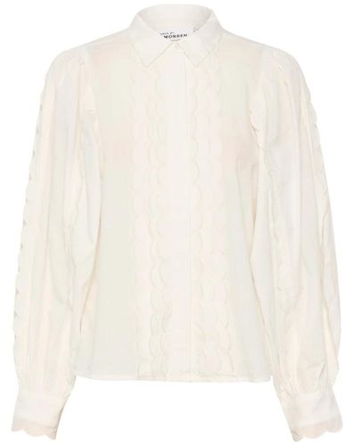 Karen By Simonsen Camisa blanca femenina con mangas abullonadas - Blanco