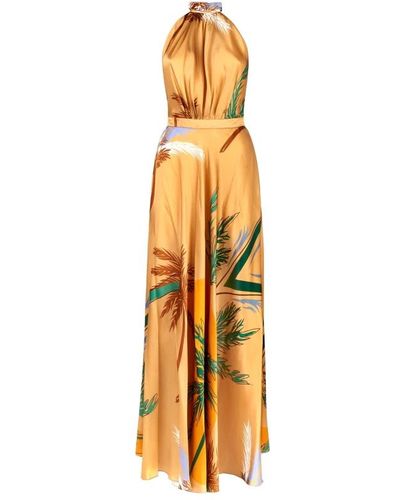 Raquel Diniz Langes kleid mit palmenmuster giovanna - Mettallic