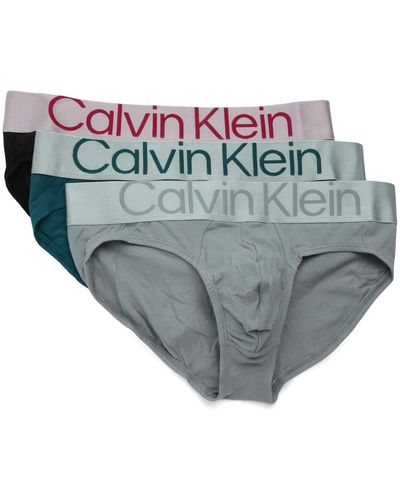 Calvin Klein 3er-pack reconsidered steel baumwoll-stretch-slips - Grau