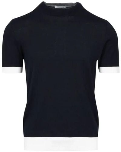 Paolo Pecora Schwarzes t-shirt mit weißem rand - Blau