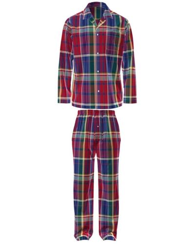 Ralph Lauren Pyjama set mit langarmhemd und hose - Rot