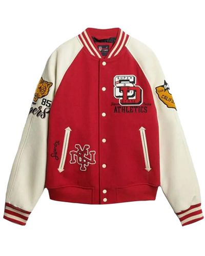 Superdry Giacca college varsity patched classica americana - Rosso
