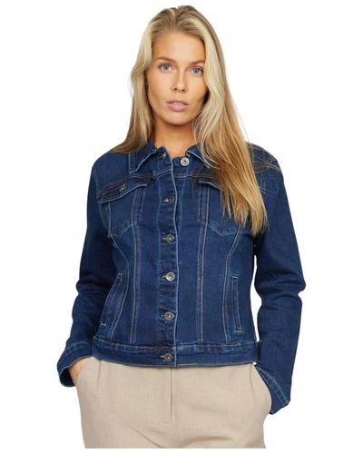 2-Biz Stilvolle jeansjacke mit bestickten details - Blau