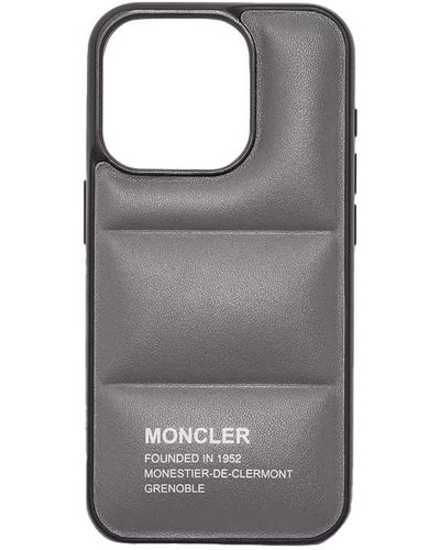 Moncler Custodia in pelle per iphone 15 pro - nero/grigio