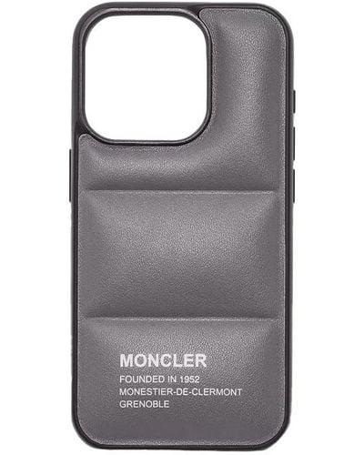 Moncler Leder iphone 15 pro hülle - schwarz/grau