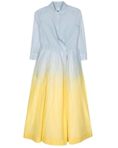 Sara Roka Stilvolles midi-kleid in gelb blau