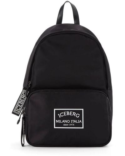 Iceberg Markanter nylon-rucksack mit logo - Schwarz