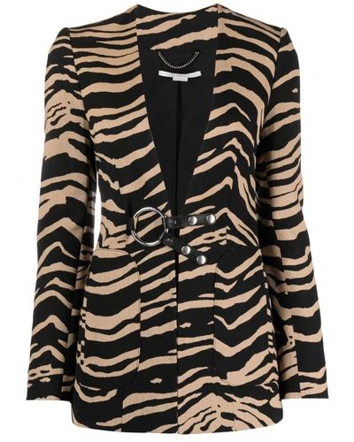 Stella McCartney Tiger jacquard oversized chaqueta - Negro