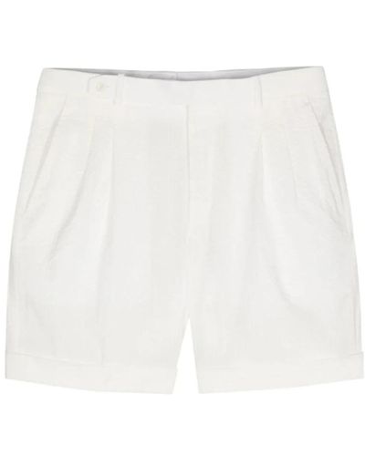 Brioni Weiße seersucker chino shorts