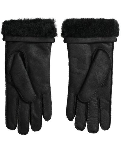 Dolce & Gabbana Elegantes guantes de invierno de cuero negro