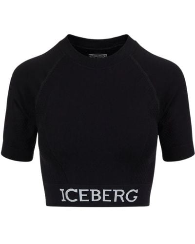 Iceberg Logo crop top - Negro