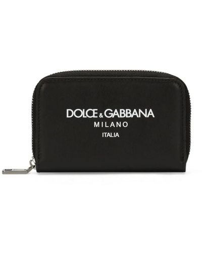 Dolce & Gabbana Portafogli con zip e stampa del logo - Nero