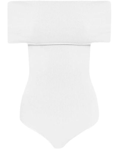 Alaïa Off-the-shoulder Slim-fit Knitted Bodysuit - White