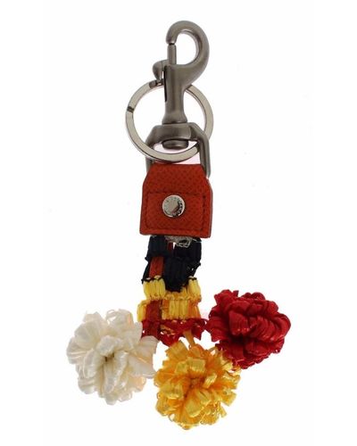 Dolce & Gabbana Multicolor sicily raffia leder schlüsselanhänger - Rot